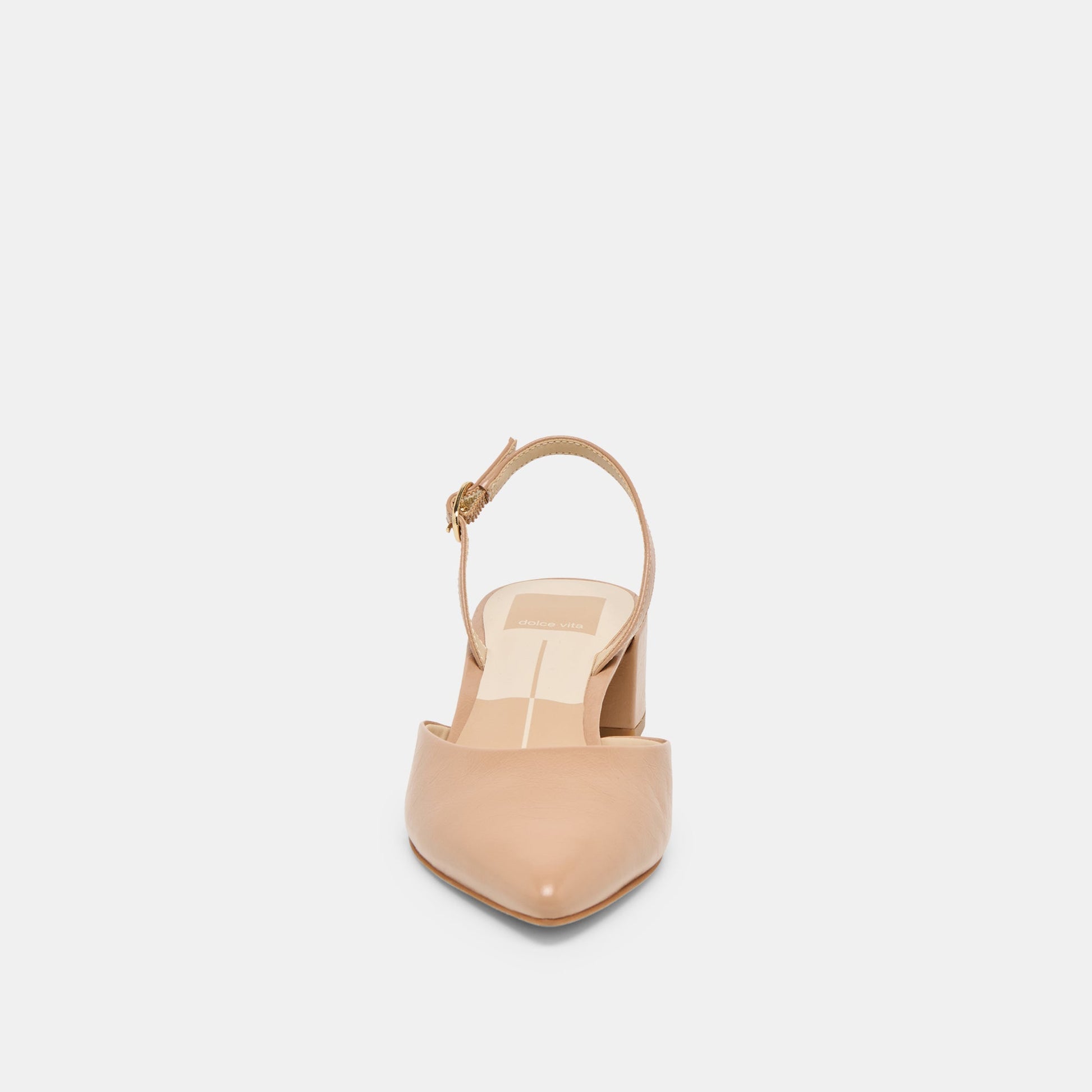 Dolce Vita Carel Lt Tan Crinkle Patent Leather Heels