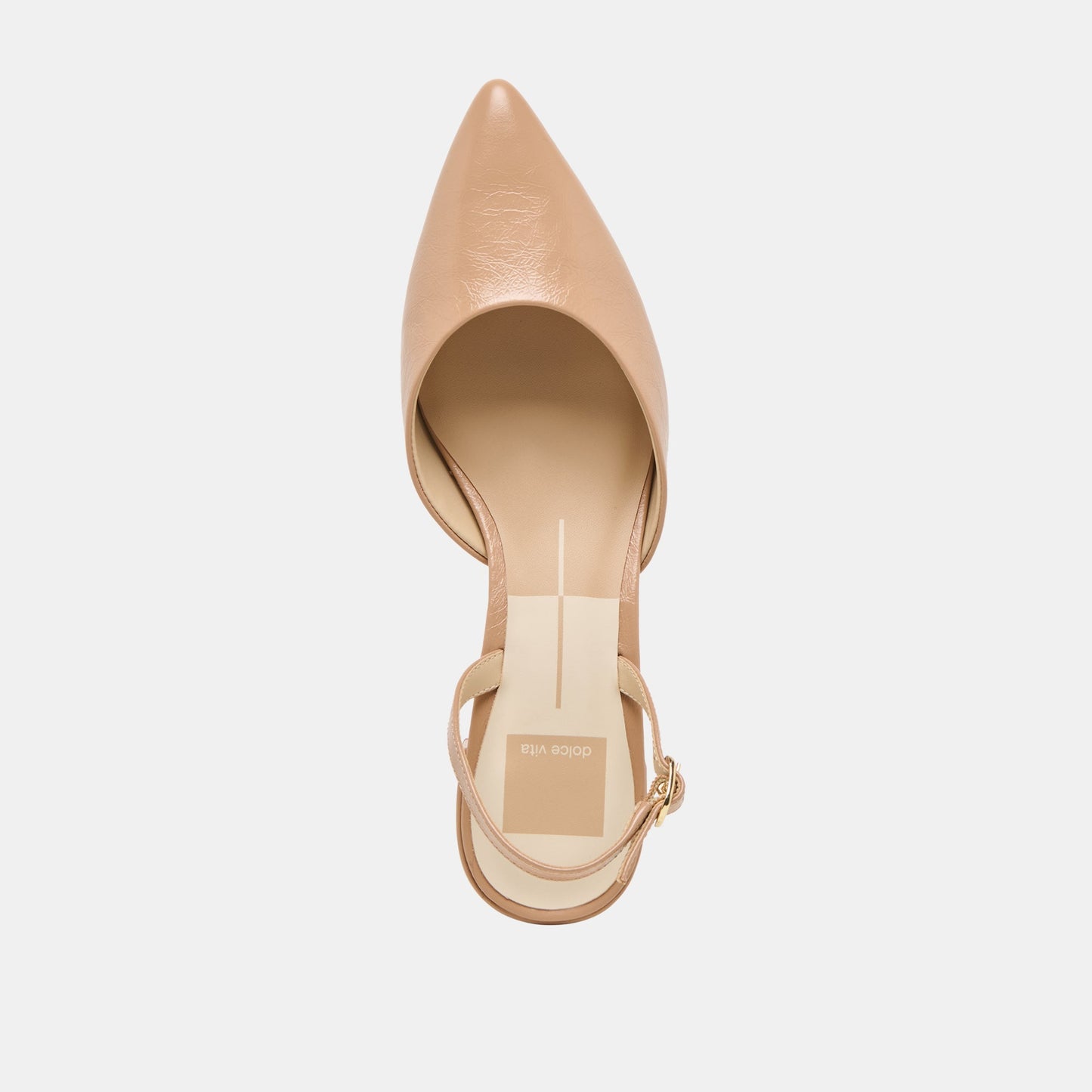Dolce Vita Carel Lt Tan Crinkle Patent Leather Heels