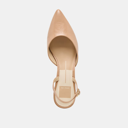 Dolce Vita Carel Lt Tan Crinkle Patent Leather Heels