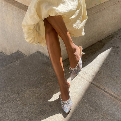 Dolce Vita Cleo Blue Floral Mesh Heels