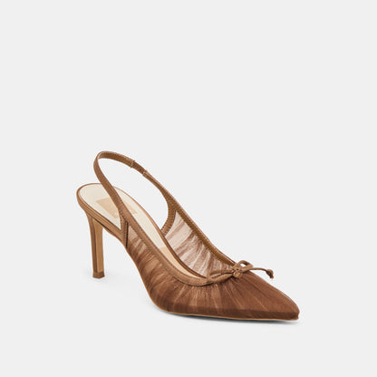 Dolce Vita Yela Mid Brown Tulle Heels