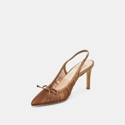 Dolce Vita Yela Mid Brown Tulle Heels