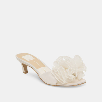 Dolce Vita NARITA PEARL HEELS OFF WHITE SATIN
