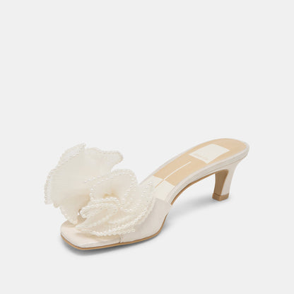 Dolce Vita NARITA PEARL HEELS OFF WHITE SATIN
