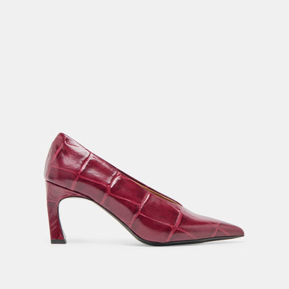 Dolce Vita Midge Burgundy Croco Embossed Leather Heels