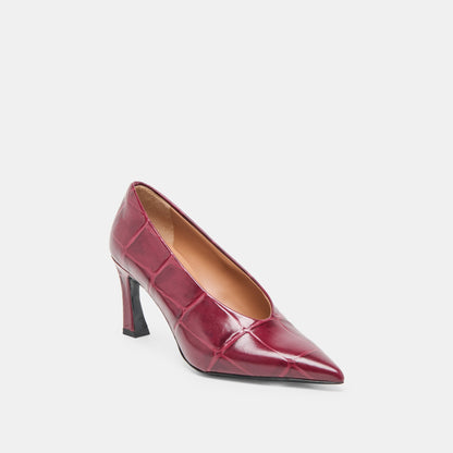 Dolce Vita Midge Burgundy Croco Embossed Leather Heels