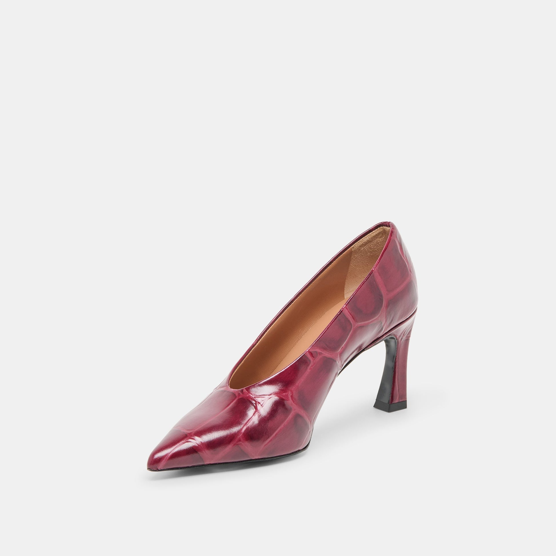Dolce Vita Midge Burgundy Croco Embossed Leather Heels