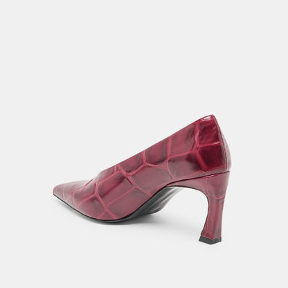 Dolce Vita Midge Burgundy Croco Embossed Leather Heels