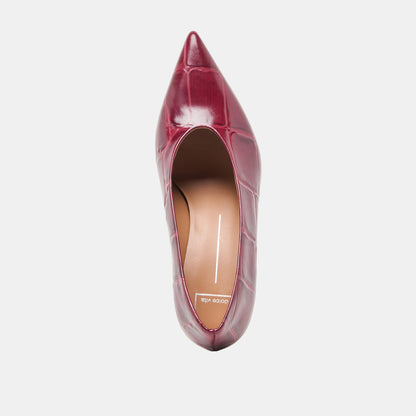 Dolce Vita Midge Burgundy Croco Embossed Leather Heels