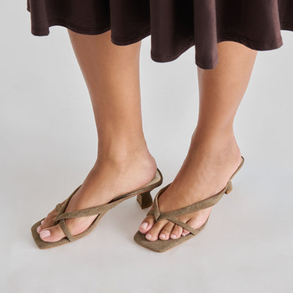 Dolce Vita Brevel Olive Suede Heels