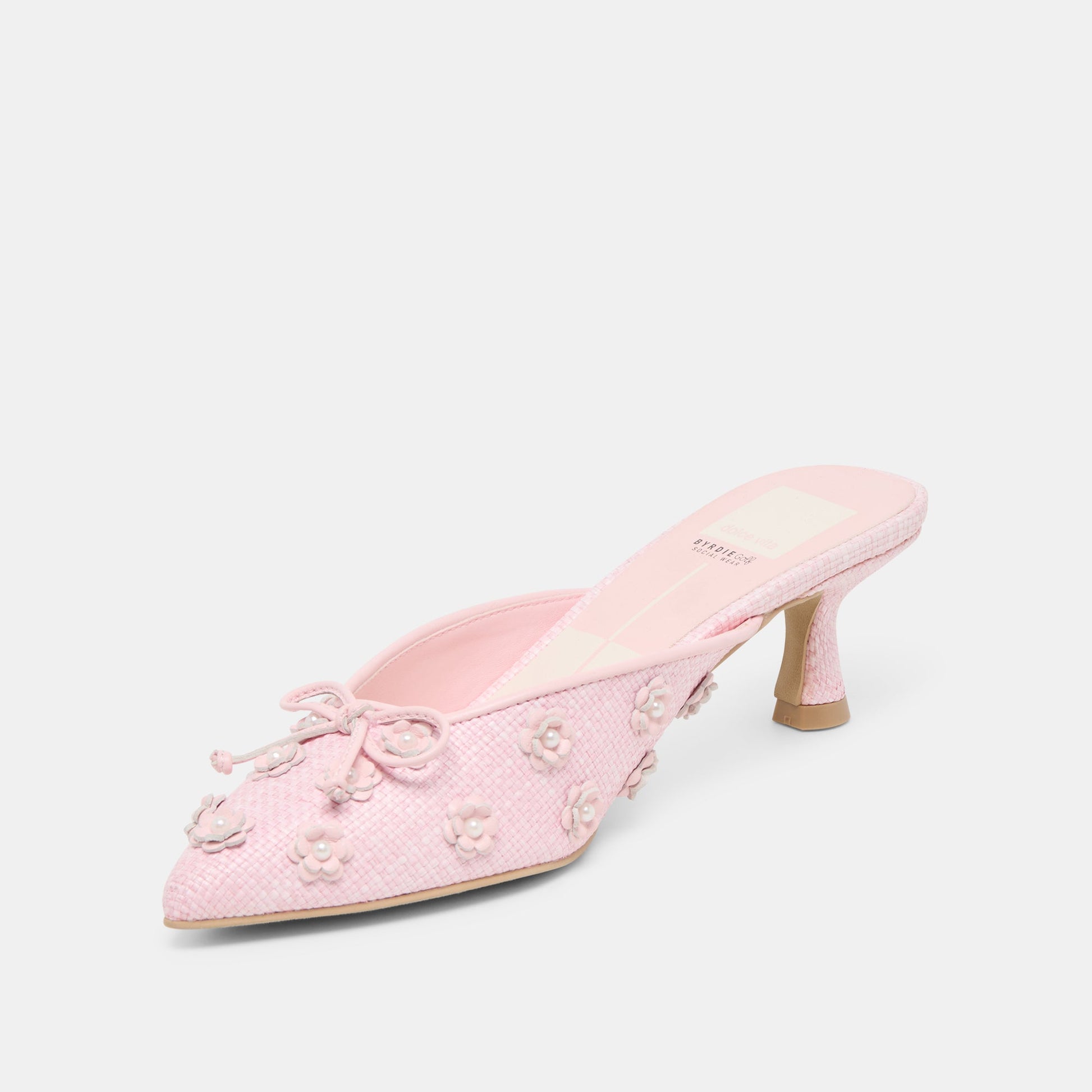 Dolce Vita Camilo X Byrdie Golf Pink Raffia Wide Heels