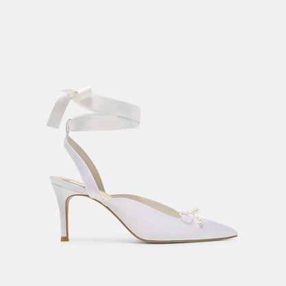 Dolce Vita Efora True White Satin Heels