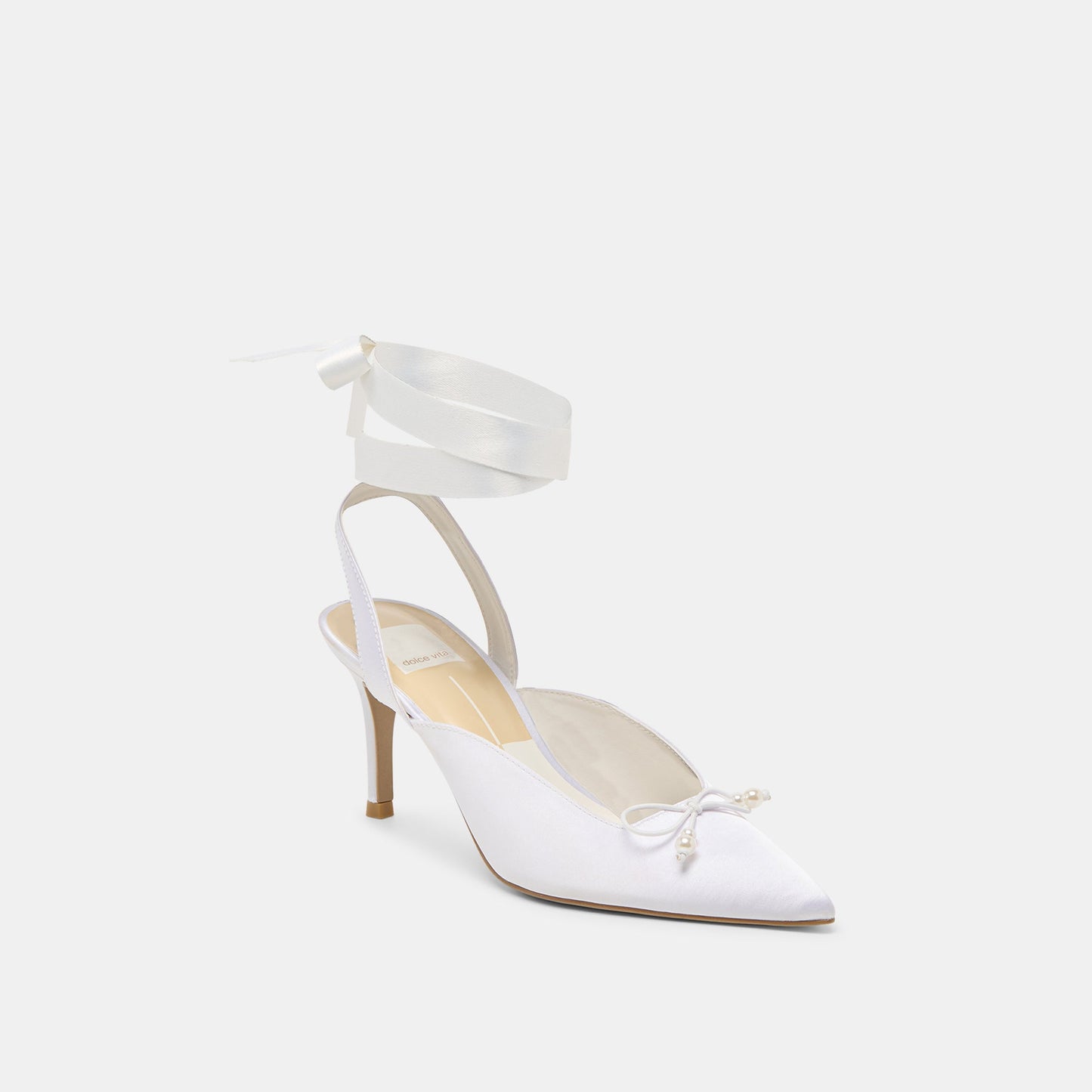 Dolce Vita Efora True White Satin Heels