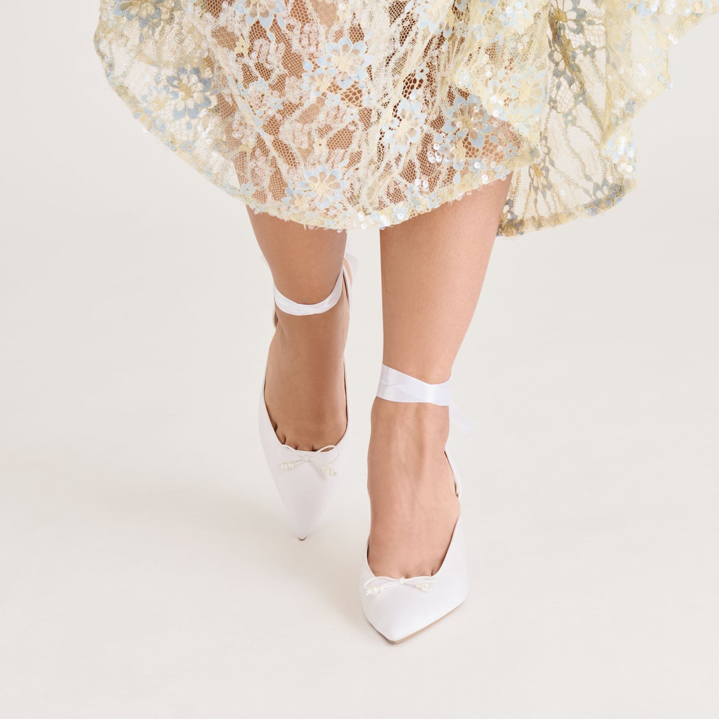 Dolce Vita Efora True White Satin Heels