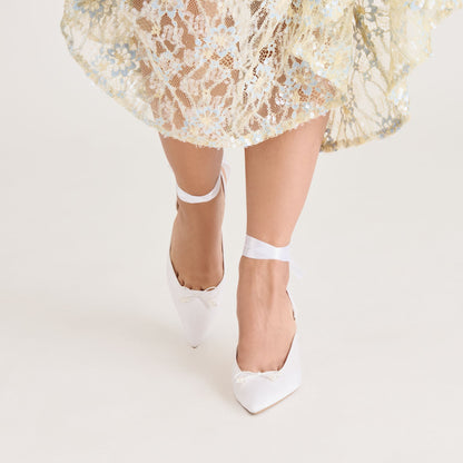 Dolce Vita Efora True White Satin Heels