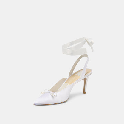 Dolce Vita Efora True White Satin Heels