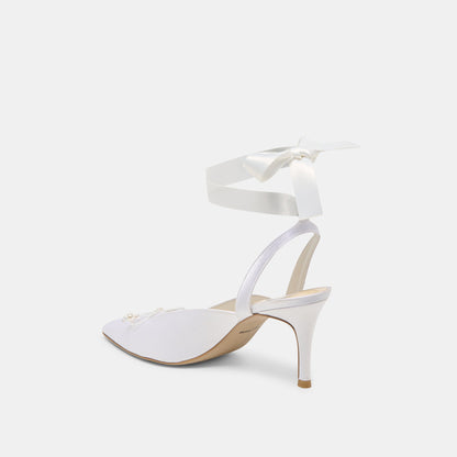 Dolce Vita Efora True White Satin Heels