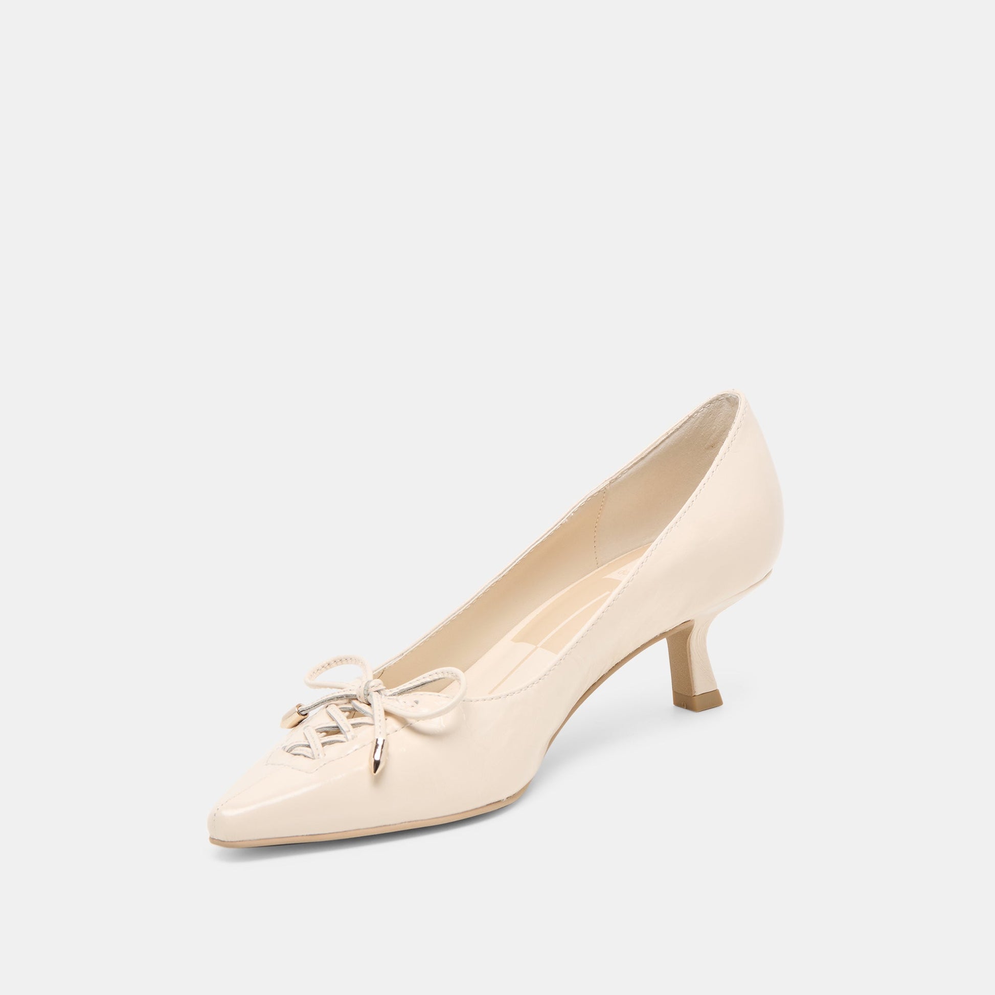 Dolce Vita Clarie Bone Crinkle Patent Leather Heels
