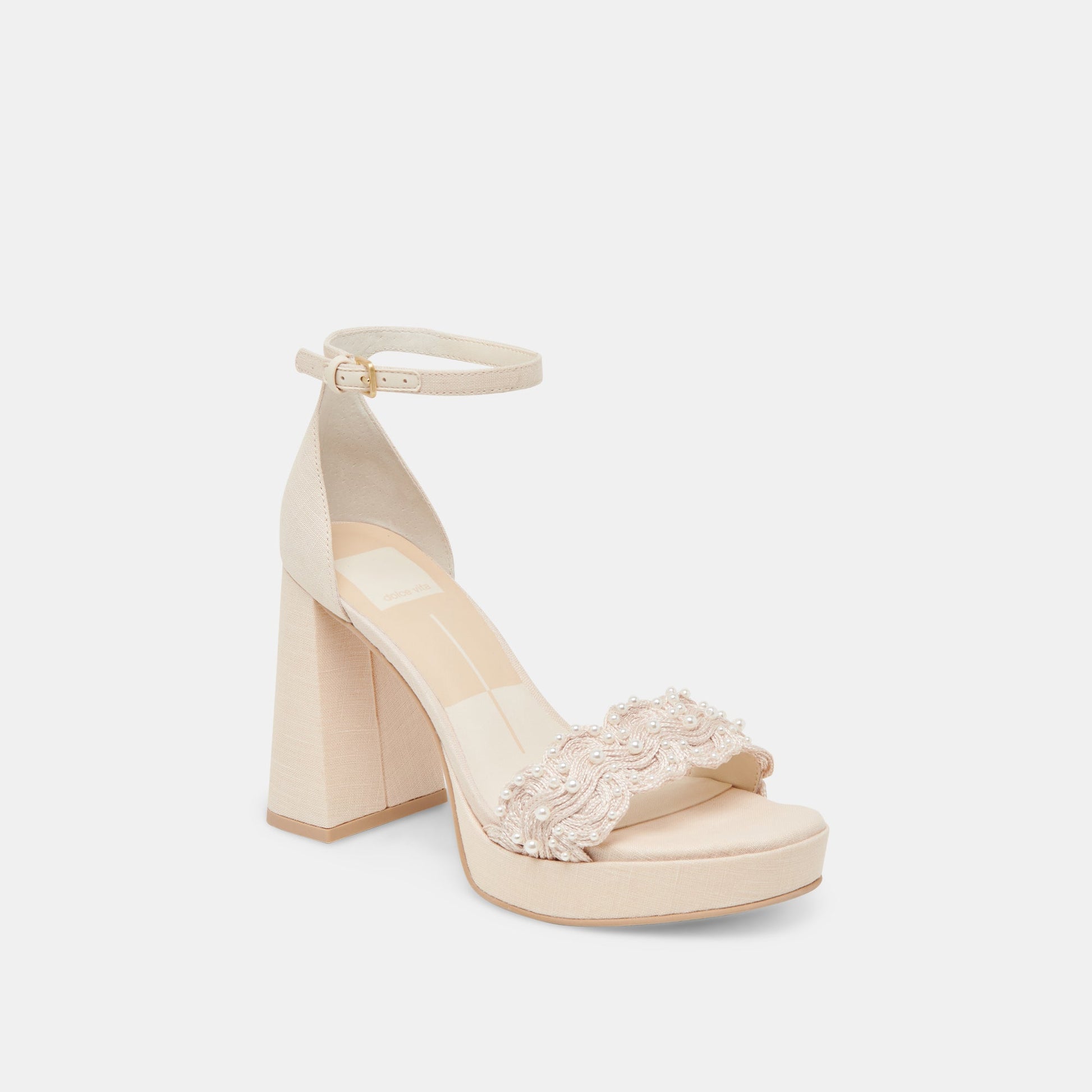 Dolce Vita PELTIN PEARL HEELS VANILLA WOVEN RAFFIA