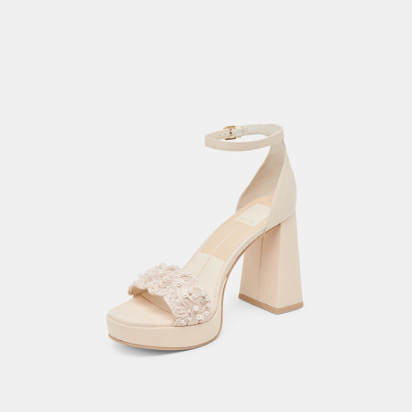 Dolce Vita PELTIN PEARL HEELS VANILLA WOVEN RAFFIA