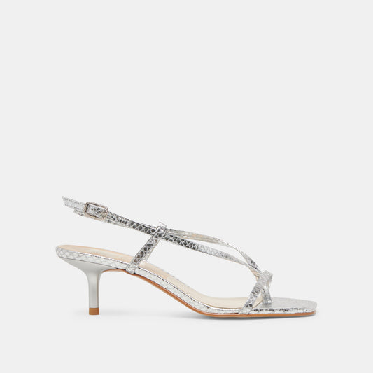 Dolce Vita LAURY HEELS SILVER EMBOSSED LEATHER