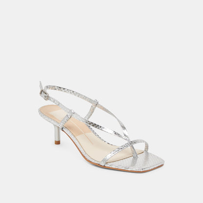 Dolce Vita LAURY HEELS SILVER EMBOSSED LEATHER