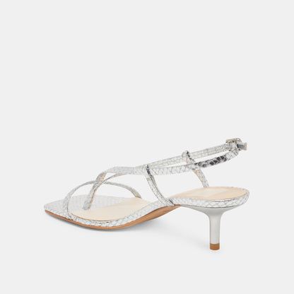 Dolce Vita LAURY HEELS SILVER EMBOSSED LEATHER