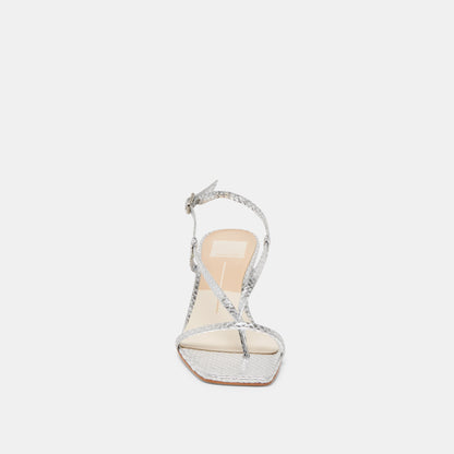 Dolce Vita LAURY HEELS SILVER EMBOSSED LEATHER