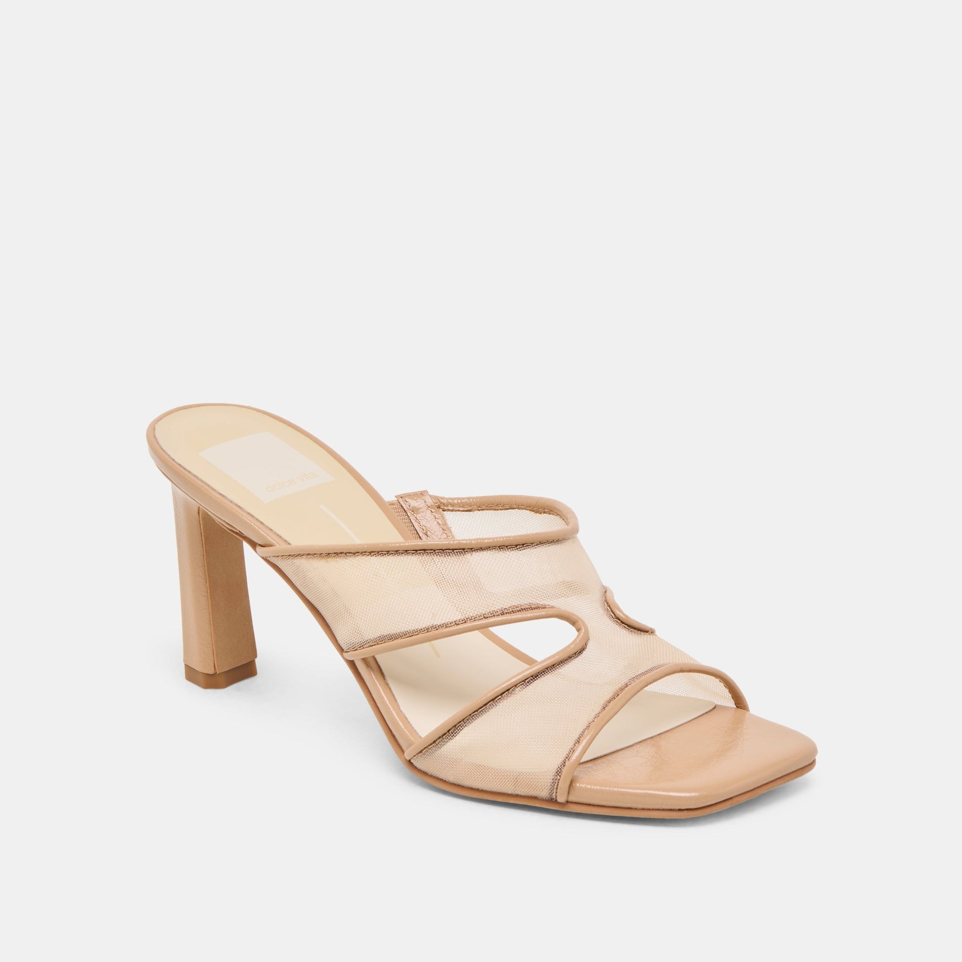 Dolce Vita Gitel Wide Light Tan Mesh Heels