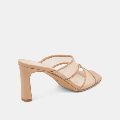 Dolce Vita Gitel Wide Light Tan Mesh Heels