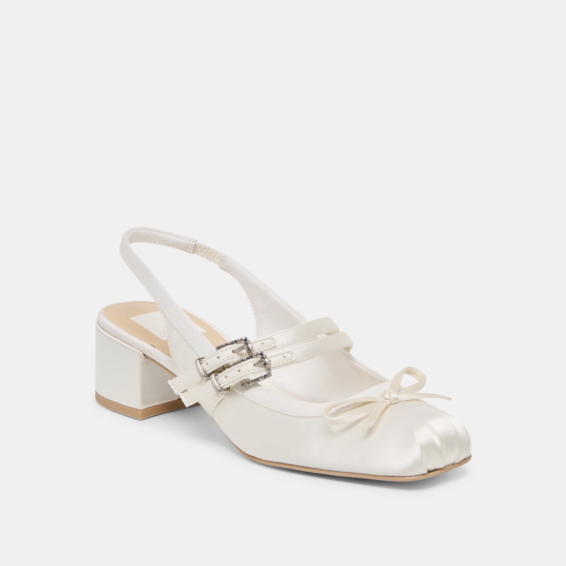 Dolce Vita Loris True White Satin Heels
