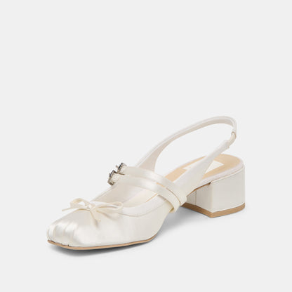 Dolce Vita Loris True White Satin Heels