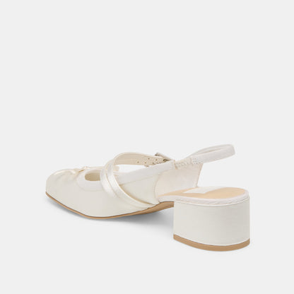 Dolce Vita Loris True White Satin Heels