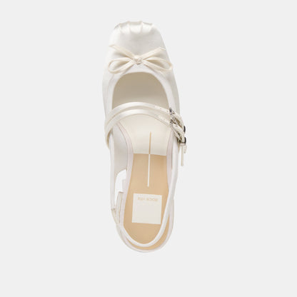 Dolce Vita Loris True White Satin Heels