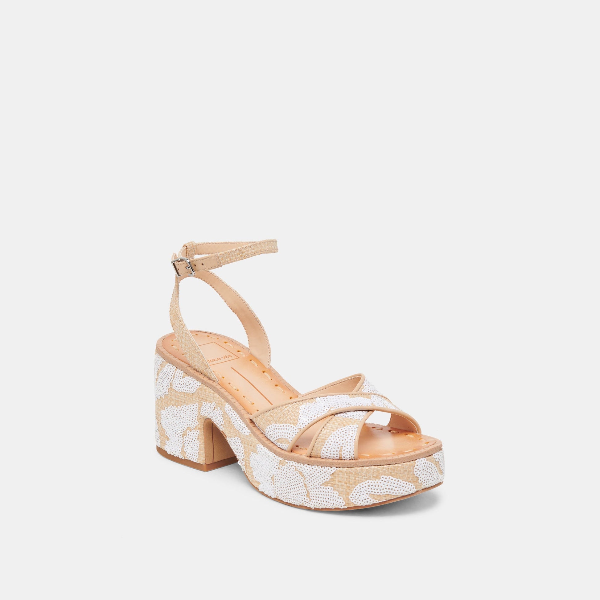 Dolce Vita ENIKO HEELS NATURAL MULTI FLORAL SEQUIN