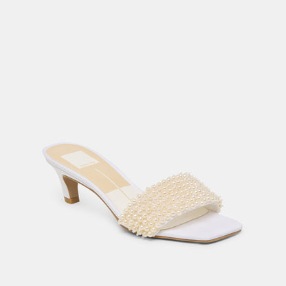 Dolce Vita Rexa Pearl Off White Satin Heels