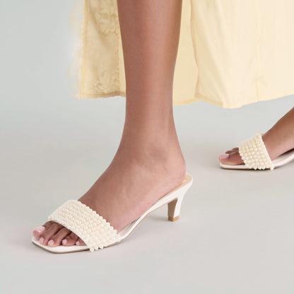 Dolce Vita Rexa Pearl Off White Satin Heels