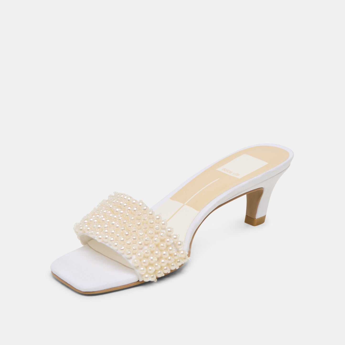 Dolce Vita Rexa Pearl Off White Satin Heels