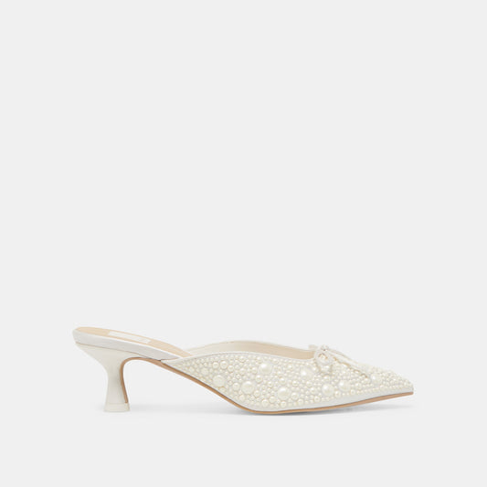 Dolce Vita CLAYTN PEARL HEELS TRUE WHITE SATIN