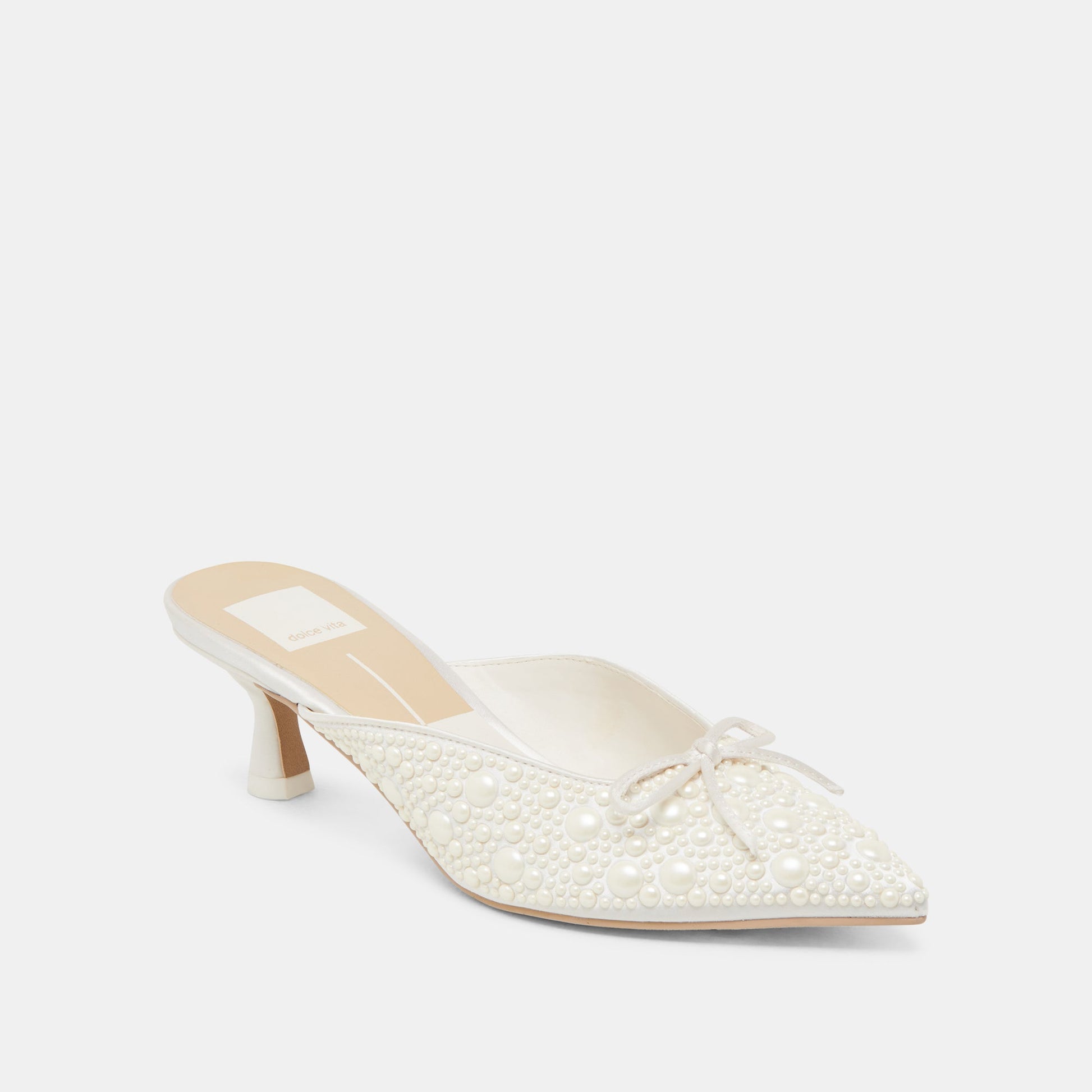 Dolce Vita CLAYTN PEARL HEELS TRUE WHITE SATIN
