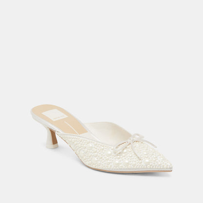 Dolce Vita CLAYTN PEARL HEELS TRUE WHITE SATIN