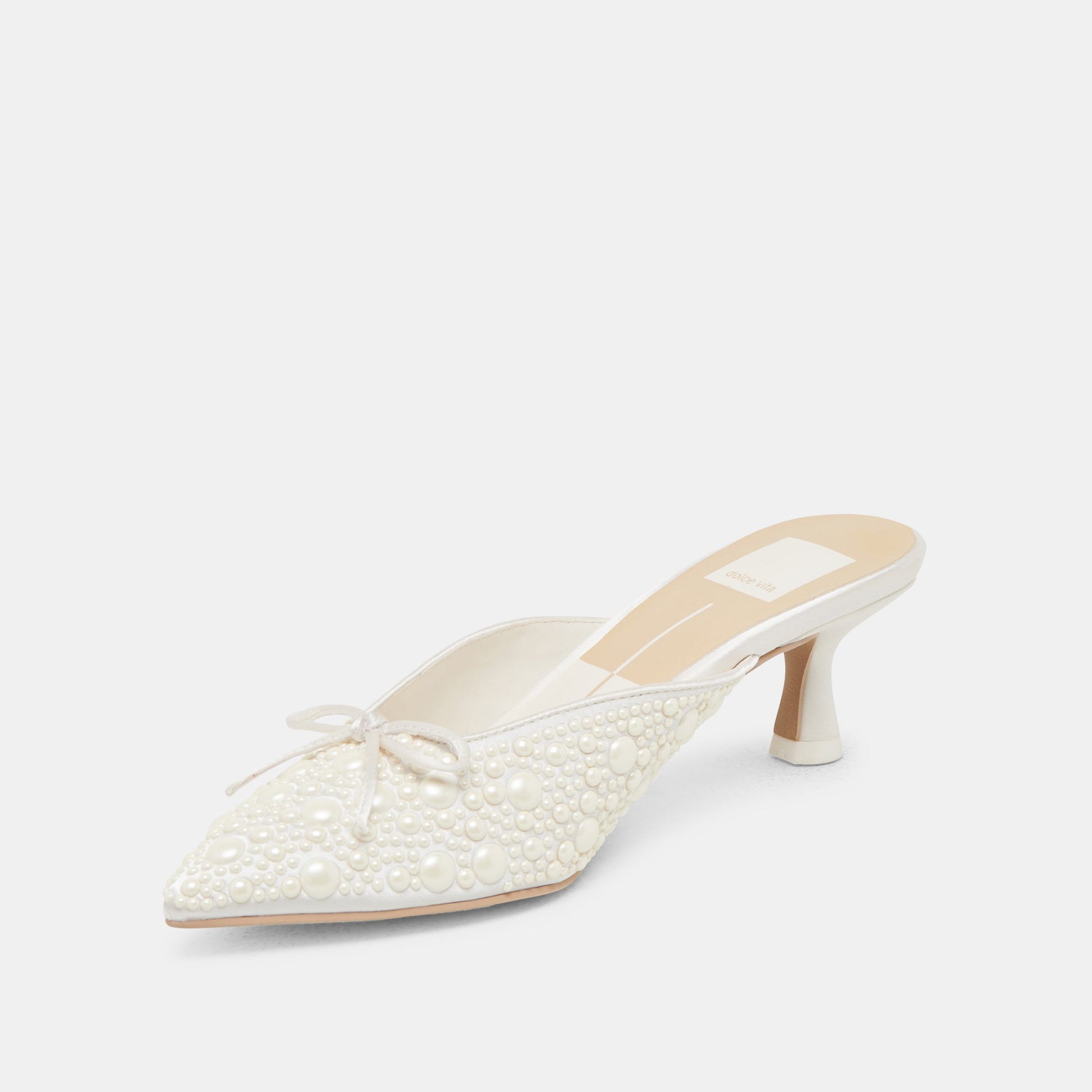 Dolce Vita CLAYTN PEARL HEELS TRUE WHITE SATIN