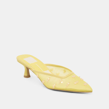 Dolce Vita CLARA WIDE HEELS LEMON MESH