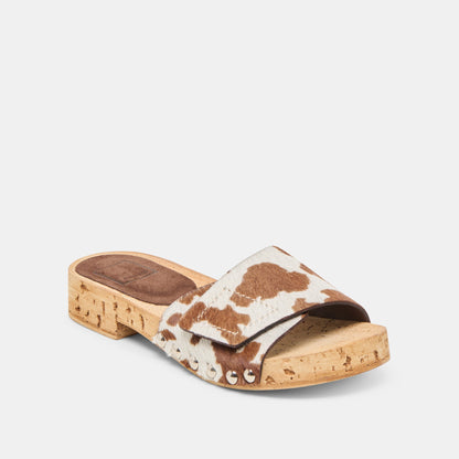 Dolce Vita Sandy Cocoa Taurus Calf Hair Sandals