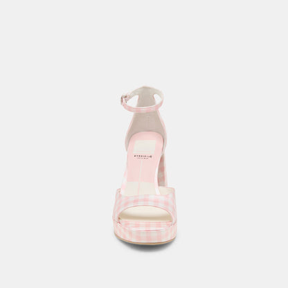 Dolce Vita Pandro X Byrdie Golf Pink Plaid Gingham Wide Heels