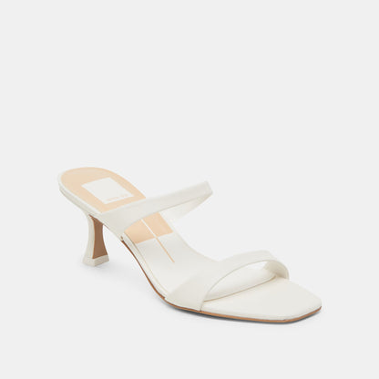 Dolce Vita Genora Wide White Leather Heels