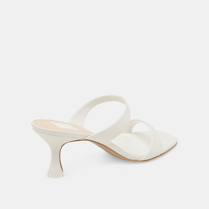 Dolce Vita Genora Wide White Leather Heels