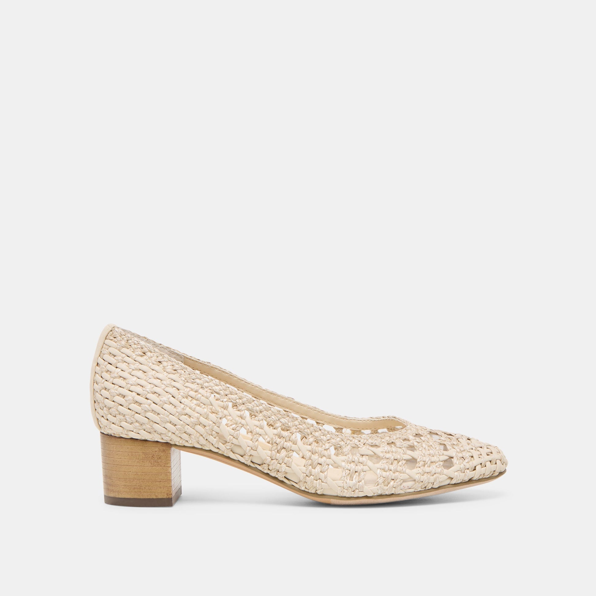 Dolce Vita Lula Ivory Multi Woven Raffia Heels