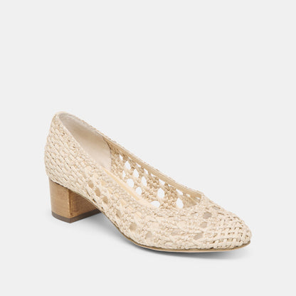 Dolce Vita Lula Ivory Multi Woven Raffia Heels