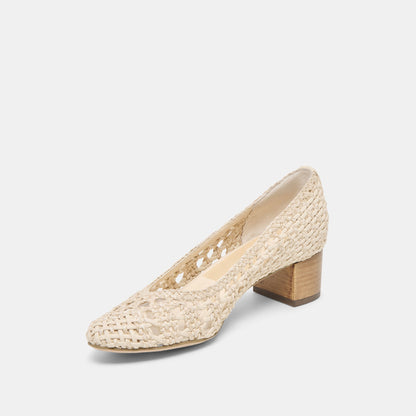 Dolce Vita Lula Ivory Multi Woven Raffia Heels